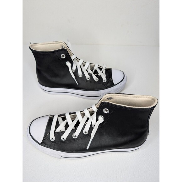 Converse Womens Chuck Taylor Hi Top Platform Leather Sneakers Sz 8 - Picture 5 of 9